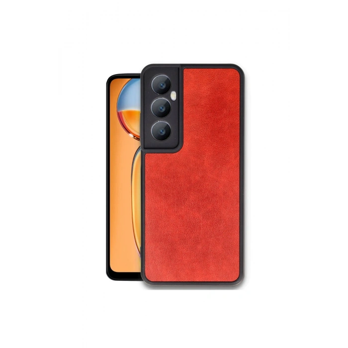 Realme C65 Kılıf Aras Deri Kapak - Kırmızı
