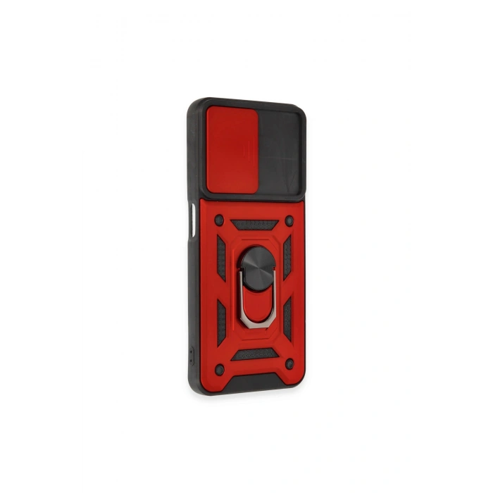 Realme C35 Kılıf Pars Lens Yüzüklü Silikon - Kırmızı