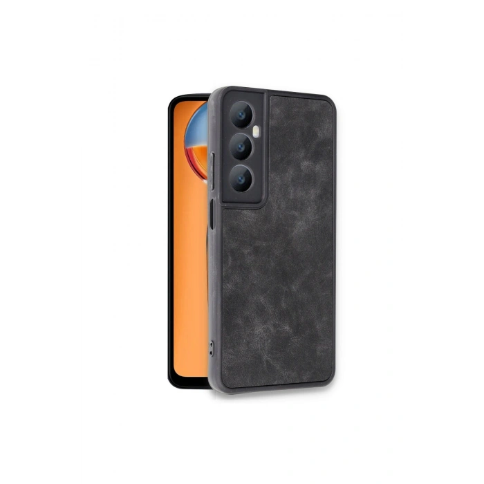 Realme C65 Kılıf Aras Deri Kapak - Siyah