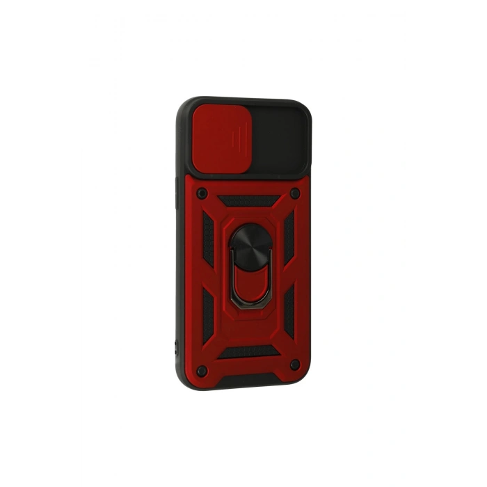 İphone 13 Pro Max Kılıf Pars Lens Yüzüklü Silikon - Kırmızı