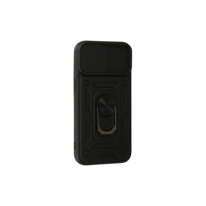 İphone 13 Kılıf Pars Lens Yüzüklü Silikon - Siyah