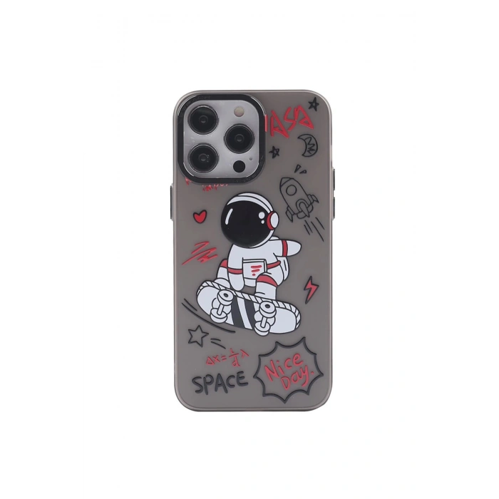 İphone 14 Pro Kılıf Prada Desenli Kapak - Prada Siyah - 1