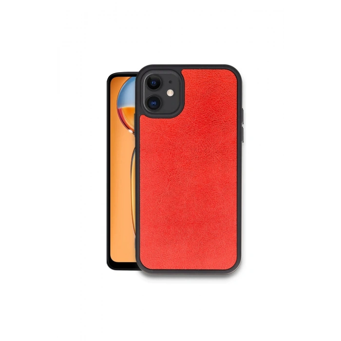 İphone 11 Kılıf Aras Deri Kapak - Kırmızı
