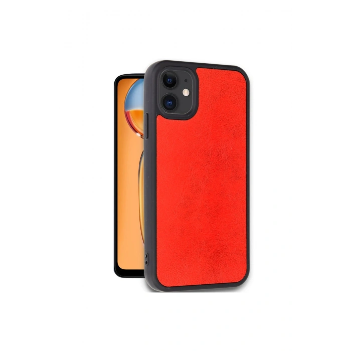 İphone 11 Kılıf Aras Deri Kapak - Kırmızı