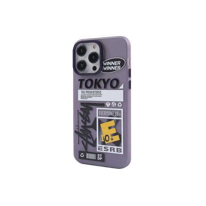 İphone 13 Pro Max Kılıf Prada Desenli Kapak - Prada Mor - 2