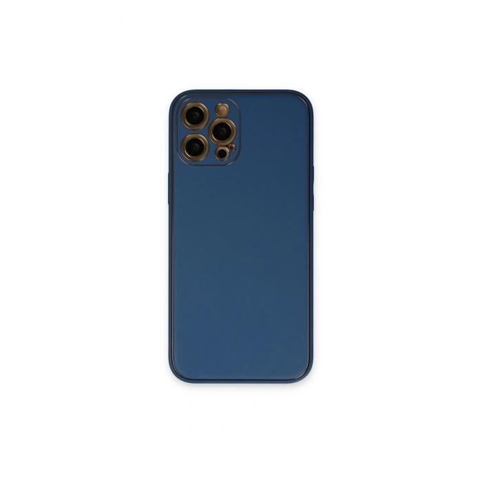 İphone 12 Pro Kılıf Coco Deri Silikon Kapak - Açık Mavi