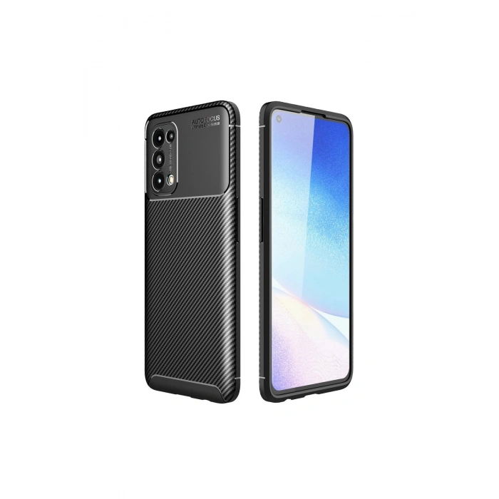 Oppo Reno 5 Kılıf Auto Focus Karbon Kapak - Siyah