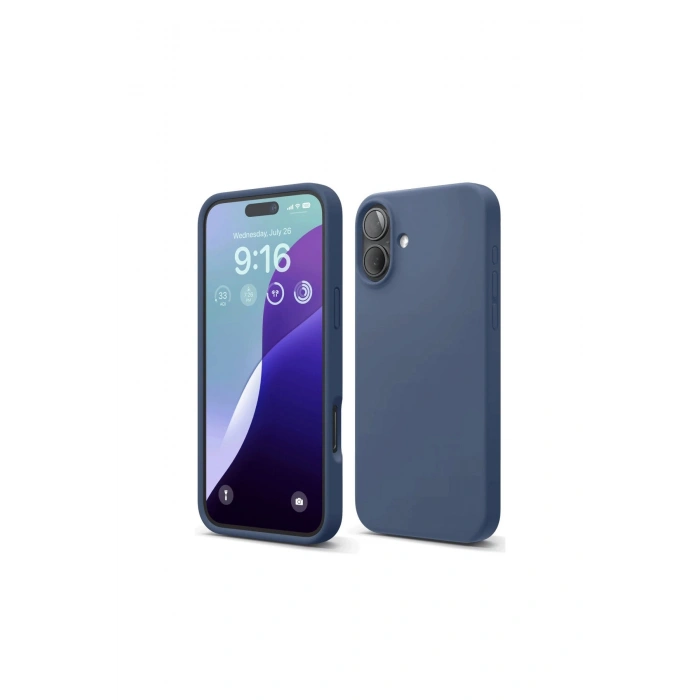İphone 16 Plus Kılıf Nano İçi Kadife Silikon - Lacivert