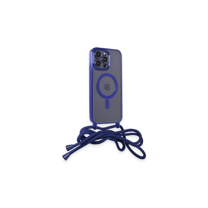 İphone 13 Pro Max Kılıf Divo Lazer Askılı Magsafe Kapak - Mavi
