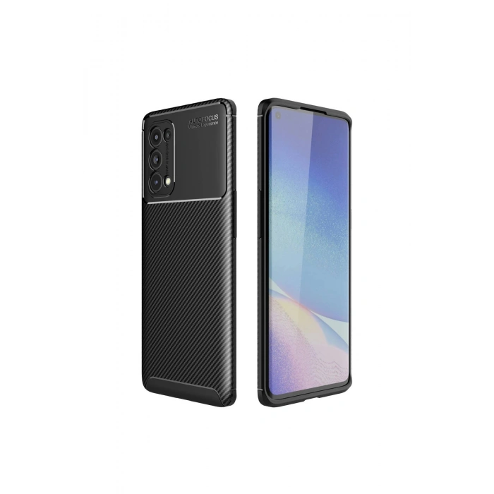 Oppo Reno 5 Pro Kılıf Auto Focus Karbon Kapak - Siyah