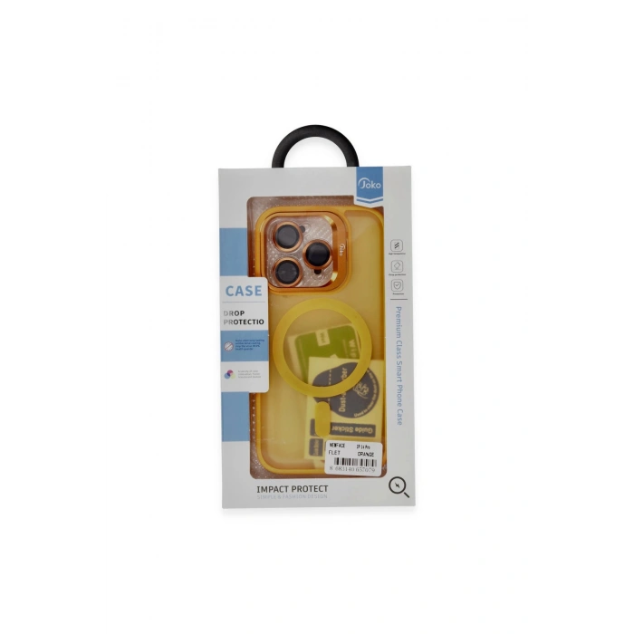 Joko İphone 14 Pro Max Kılıf Flet Lens Magsafe Kapak - Turuncu