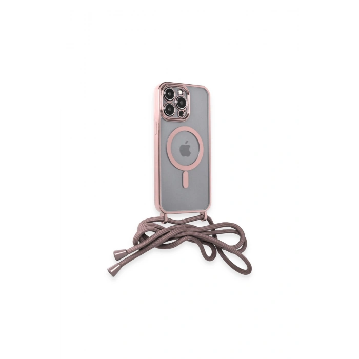 İphone 13 Pro Max Kılıf Divo Lazer Askılı Magsafe Kapak - Pembe