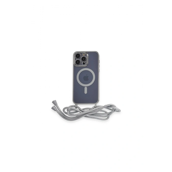İphone 14 Pro Kılıf Divo Lazer Askılı Magsafe Kapak - Gümüş