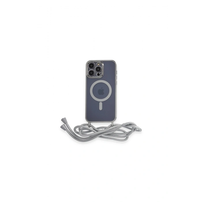 İphone 13 Pro Max Kılıf Divo Lazer Askılı Magsafe Kapak - Gümüş