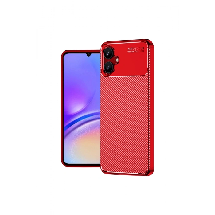 Samsung Galaxy A06 Kılıf Auto Focus Karbon Kapak - Kırmızı