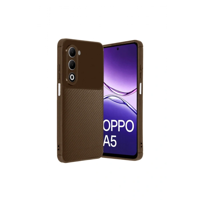 Oppo A5 4g Auto Focus Karbon Kapak - Kahverengi