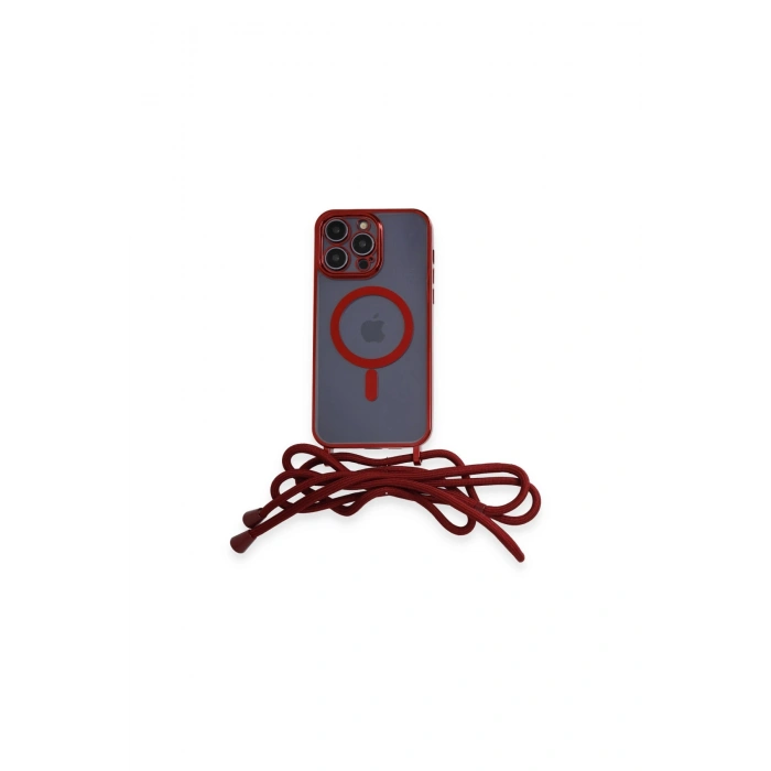 İphone 13 Pro Max Kılıf Divo Lazer Askılı Magsafe Kapak - Kırmızı