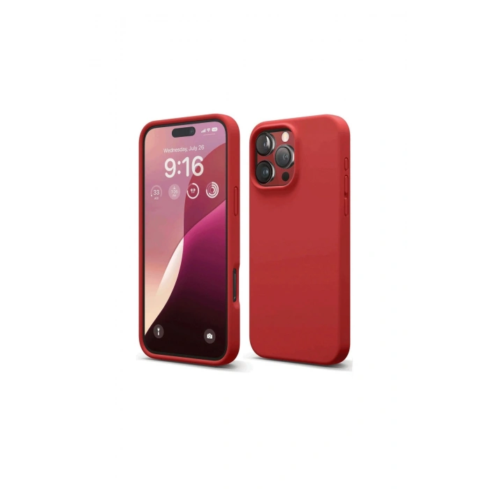 İphone 16 Pro Max Kılıf Nano İçi Kadife Silikon - Kırmızı