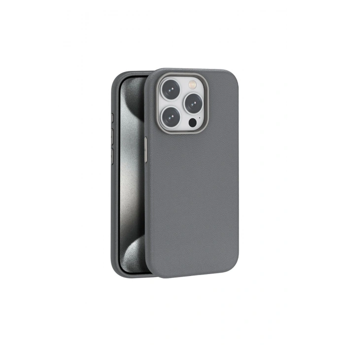 Joko İphone 14 Pro Max Kılıf Wonder Deri Magsafe Kapak - Titan Gri
