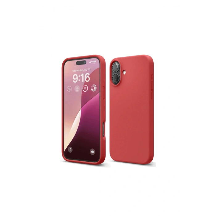 İphone 16 Plus Kılıf Nano İçi Kadife Silikon - Kırmızı
