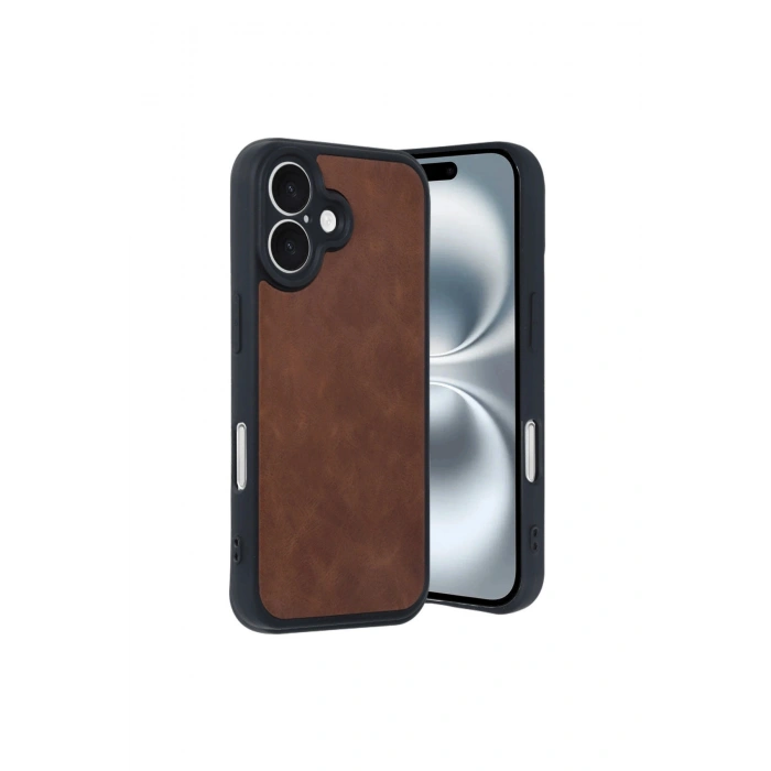 İphone 16 Kılıf Aras Deri Kapak - Taba