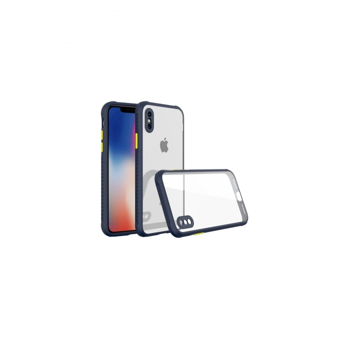 İphone Xs Max Kılıf Miami Şeffaf Silikon - Lacivert