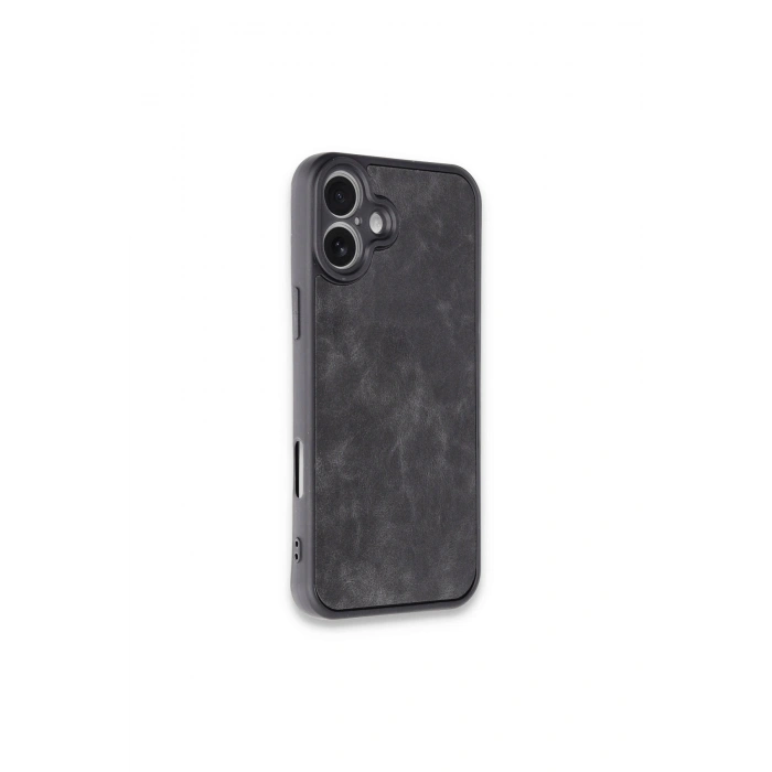 İphone 16 Plus Kılıf Aras Deri Kapak - Siyah