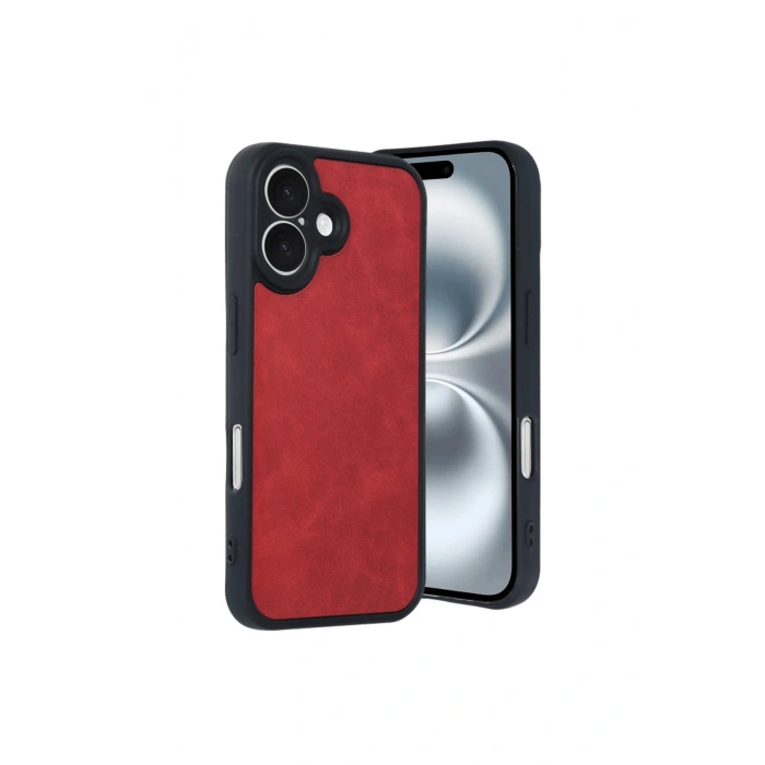 İphone 16 Kılıf Aras Deri Kapak - Kırmızı