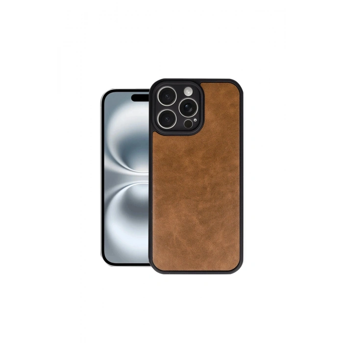 İphone 16 Pro Kılıf Aras Deri Kapak - Taba