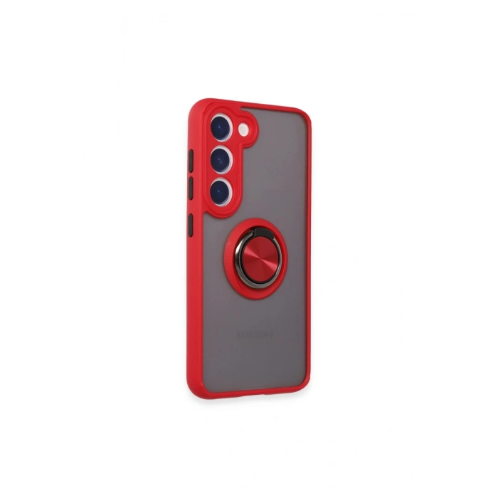Samsung Galaxy S23 Kılıf Montreal Yüzüklü Silikon Kapak - Kırmızı