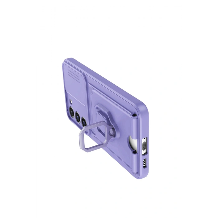 Samsung Galaxy S25 Plus Kılıf Zuma Kartvizitli Yüzüklü Silikon - Lila