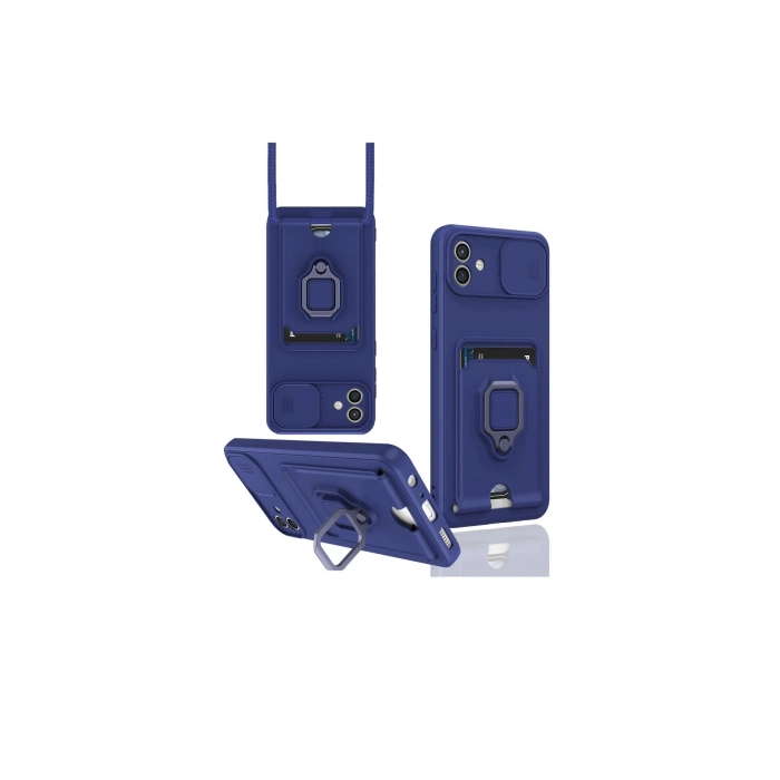 Samsung Galaxy A06 Kılıf Zuma Kartvizitli Yüzüklü Silikon - Lacivert