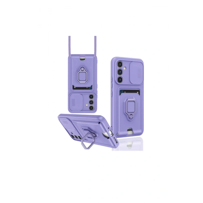 Samsung Galaxy A36 Kılıf Zuma Kartvizitli Yüzüklü Silikon - Lila