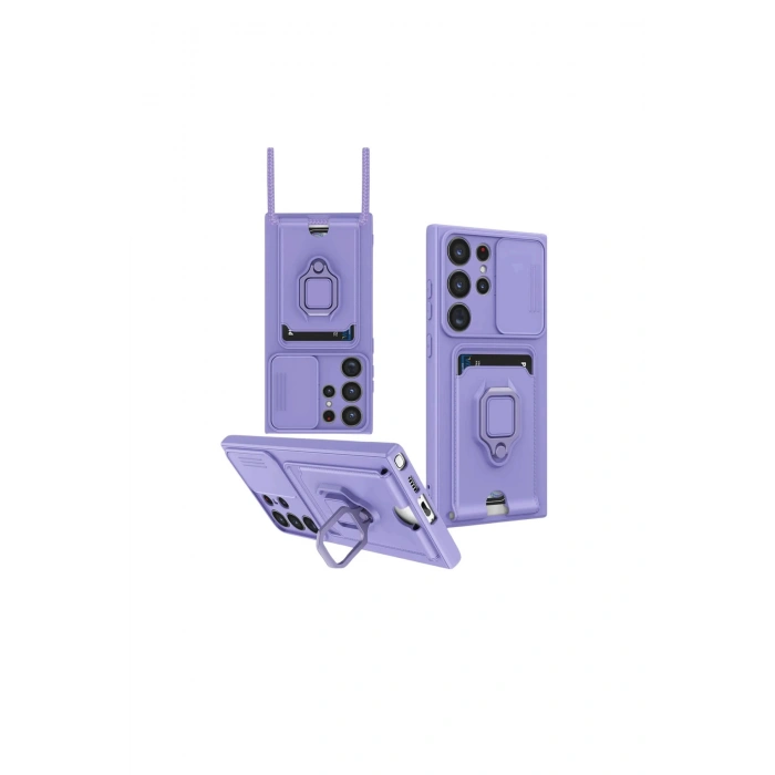 Samsung Galaxy S25 Ultra Kılıf Zuma Kartvizitli Yüzüklü Silikon - Lila