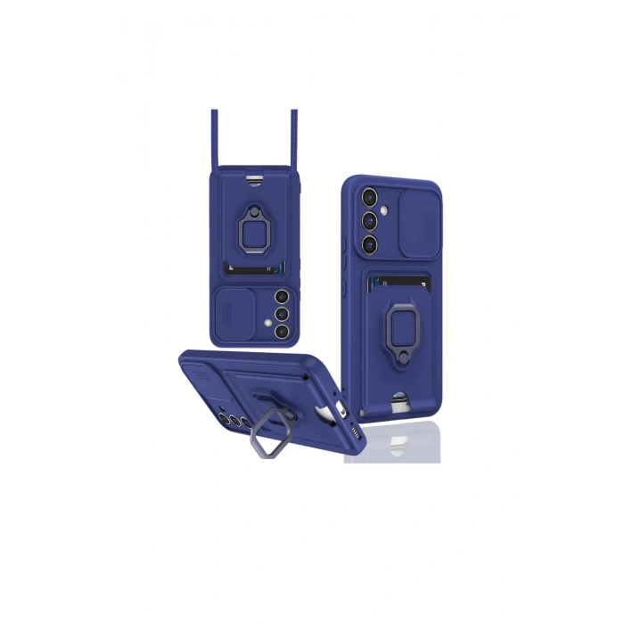 Samsung Galaxy A56 Kılıf Zuma Kartvizitli Yüzüklü Silikon - Lacivert