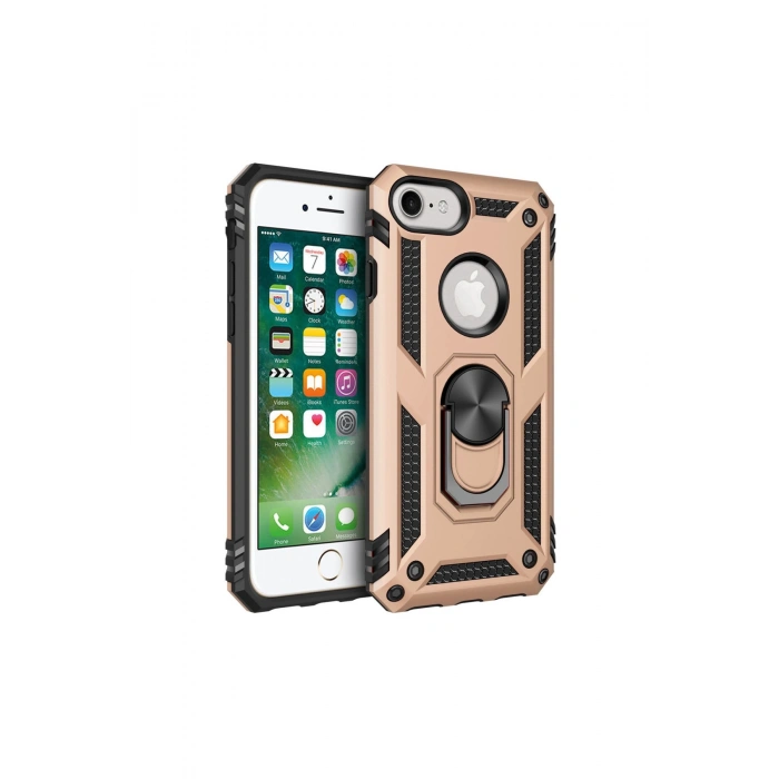İphone 7 Kılıf Sofya Yüzüklü Silikon Kapak - Gold