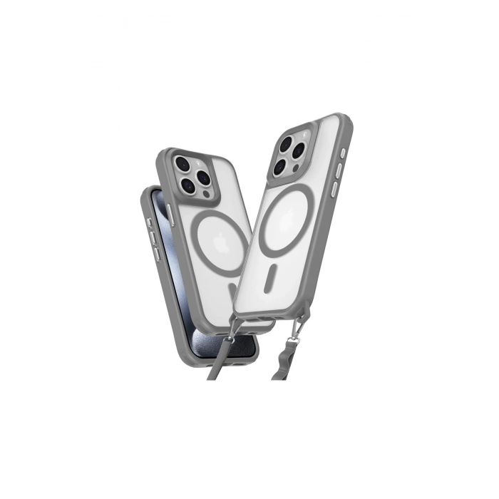 İphone 15 Pro Max Kılıf Enka Magsafe Silikon Kılıf - Titan Gri