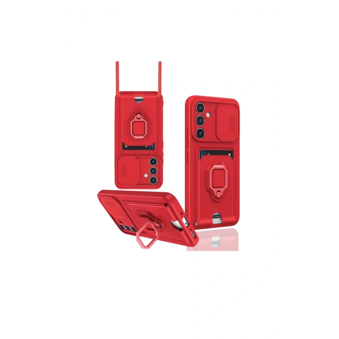 Samsung Galaxy A36 Kılıf Zuma Kartvizitli Yüzüklü Silikon - Kırmızı