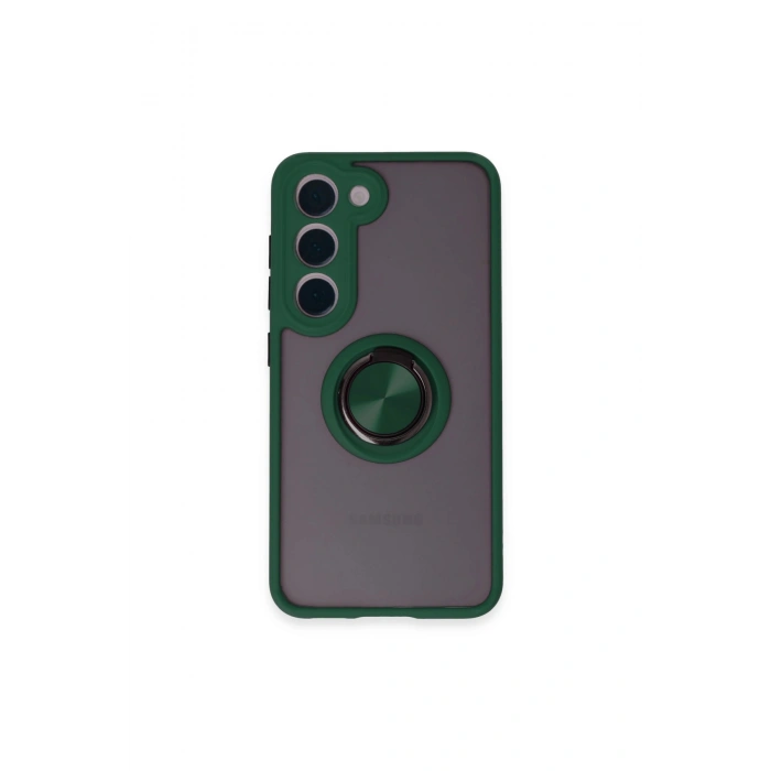 Samsung Galaxy S23 Kılıf Montreal Yüzüklü Silikon Kapak - Yeşil
