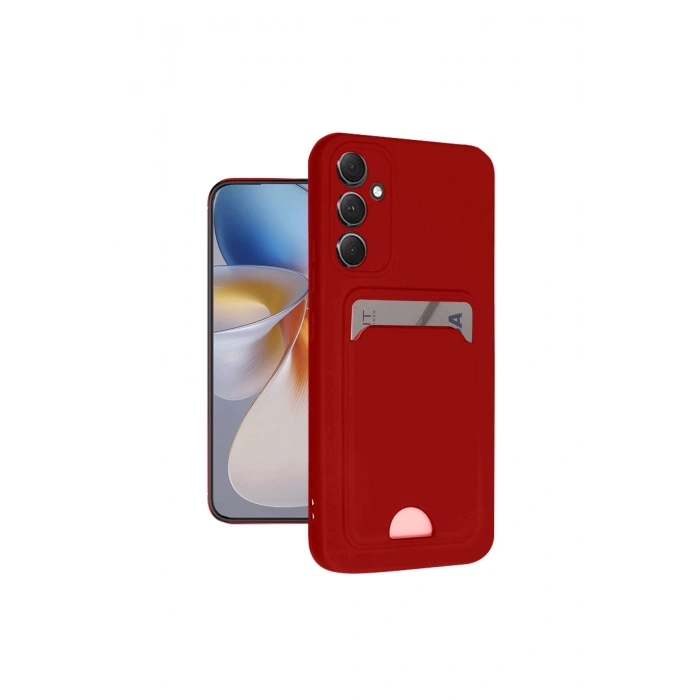 Samsung Galaxy A16 5g Kılıf Kelvin Kartvizitli Silikon - Kırmızı
