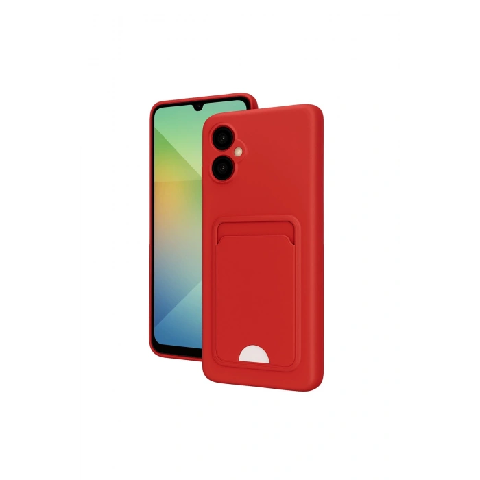 Samsung Galaxy A06 Kılıf Kelvin Kartvizitli Silikon - Kırmızı
