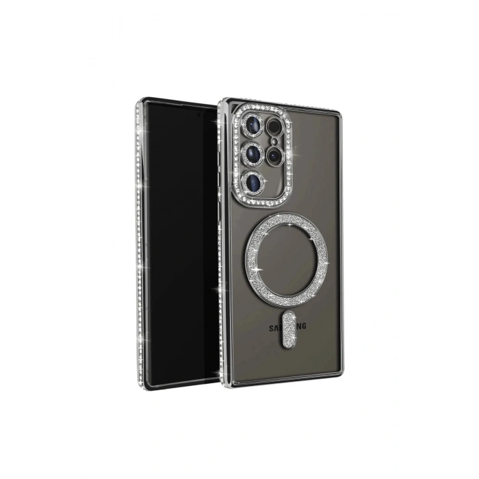 Samsung Galaxy S25 Ultra Kılıf Joke Simli Magneticsafe Kılıf - Siyah