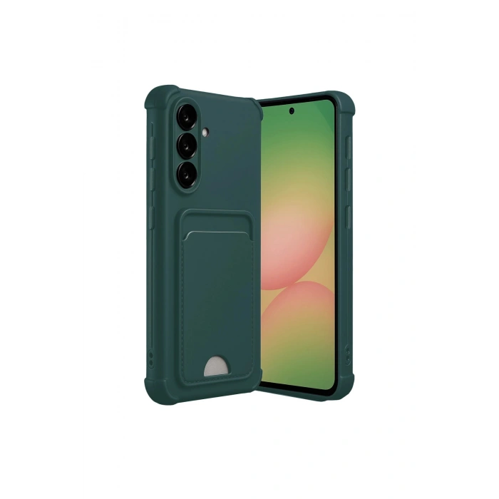 Samsung Galaxy A36 Kılıf Kelvin Kartvizitli Silikon - Koyu Yeşil