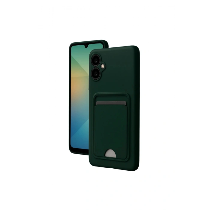 Samsung Galaxy A06 Kılıf Kelvin Kartvizitli Silikon - Koyu Yeşil