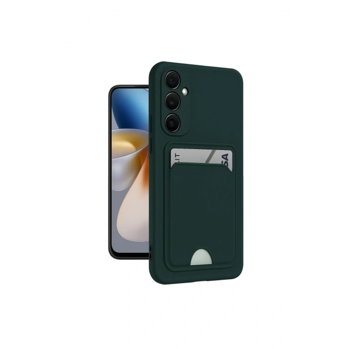 Samsung Galaxy A26 Kılıf Kelvin Kartvizitli Silikon - Koyu Yeşil