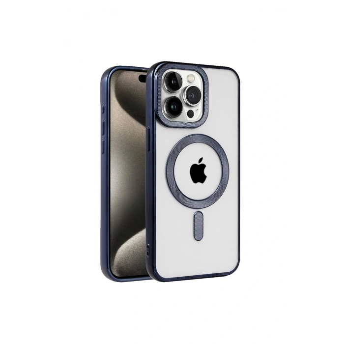 İphone 15 Pro Max Kılıf Kronos Magsafe Kapak - Lacivert