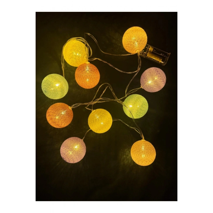 2m 10lu Işıklı Renkli Top Dekoratif Süs Pilli Mz-312