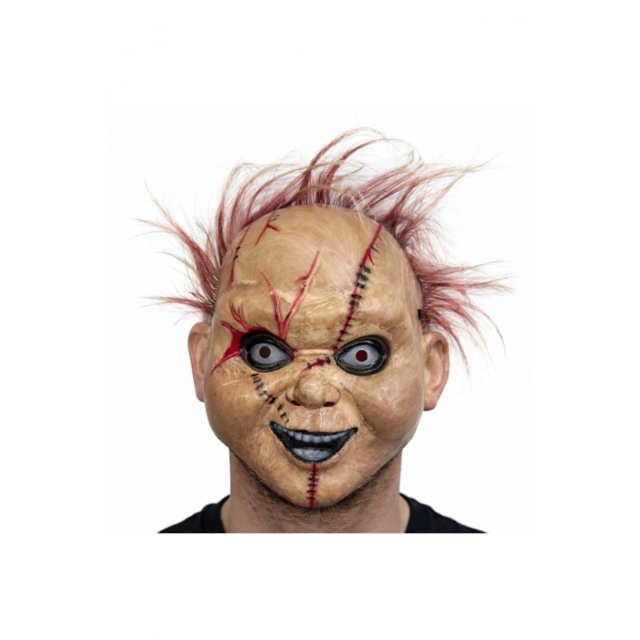 Çaki Korku Bebek Maskesi – Saçlı Plastik Yüz Maskesi