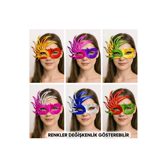 6’lı Çift Renkli Venedik Karton Parti Maskesi Seti