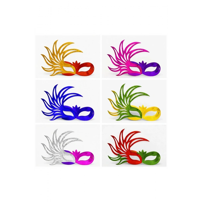 6’lı Çift Renkli Venedik Karton Parti Maskesi Seti